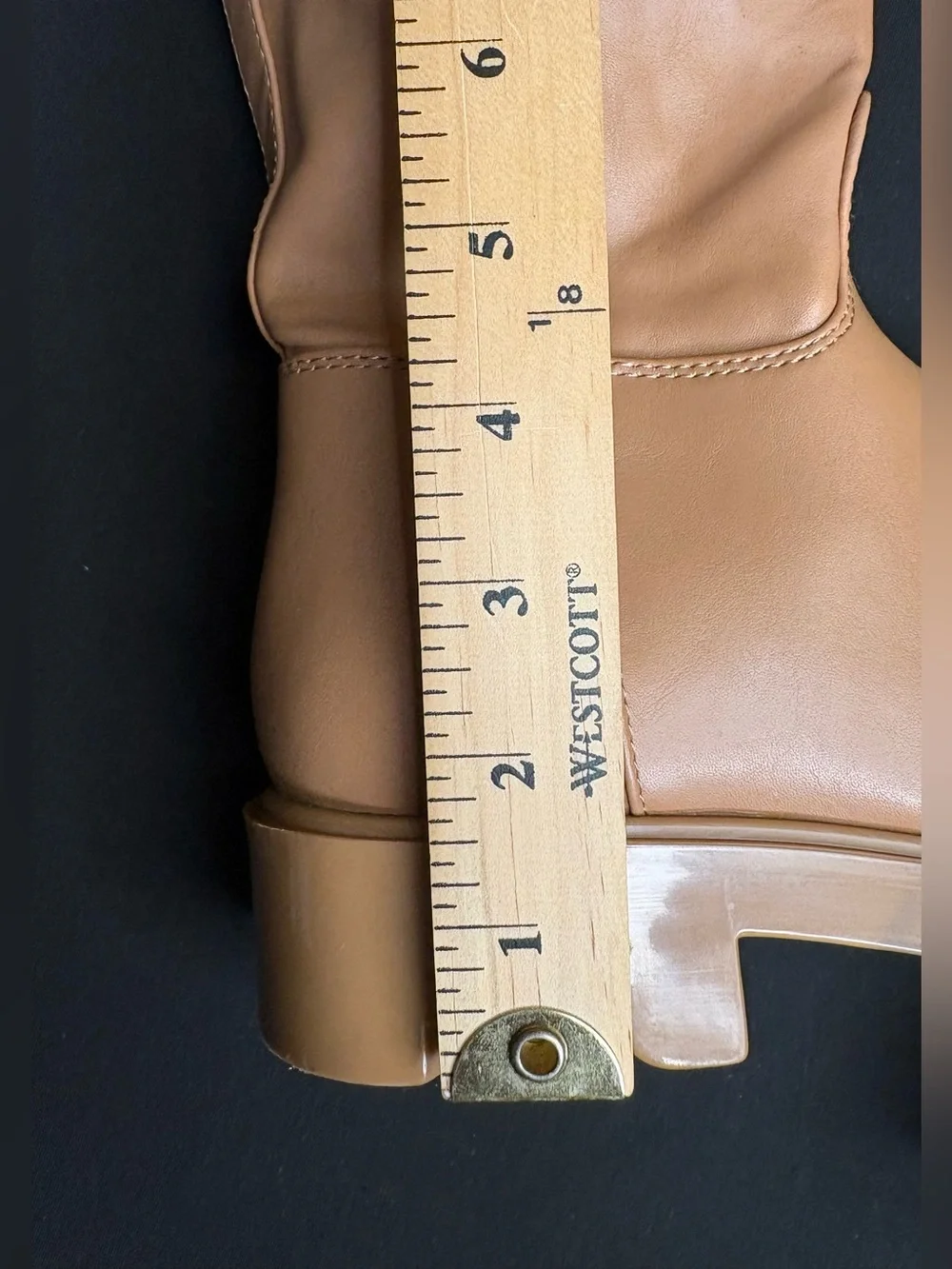 Nine West Womens Beige Knee High Boots Side Zip Chunky Sole Sz 8